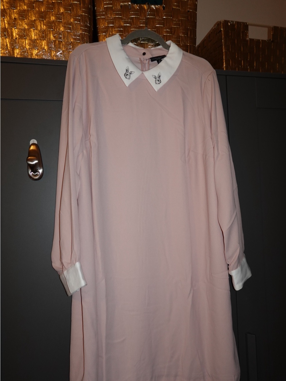 Victoria Beckham X Target Blush Pink Long-Sleeve Dress with White Collar